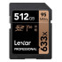 Lexar 633X Professional 512GB V30 U3 SDHCâ„¢/SDXCâ„¢ UHS-I Memory Cards (up to 95MB/s read, Write 45MB/s)