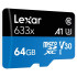 Lexar 633X microSDXC 64GB High-Performance A1 U3 UHS-I Memory Cards with SD Adapter (up to 95MB/s Read, Write 45MB/s)