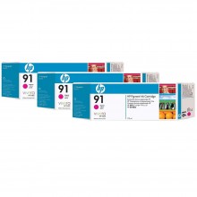 HP 91 DesignJet Pigment Ink Cartridges (3-pack) 775-ml - Magenta (C9484A )