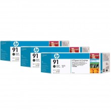 HP 91 DesignJet Pigment Ink Cartridges (3-pack) 775-ml - Matte Black (C9480A)