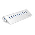 Orico M3H10 Aluminium USB 3.0 10 Port Hub with 12V3A Power Adapter - Silver