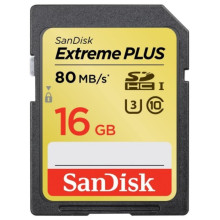 SanDisk Extreme Plus 80MB/s SDHC UHS-I Memory Card - 16GB (Item:SDSDXS-016G-X46)